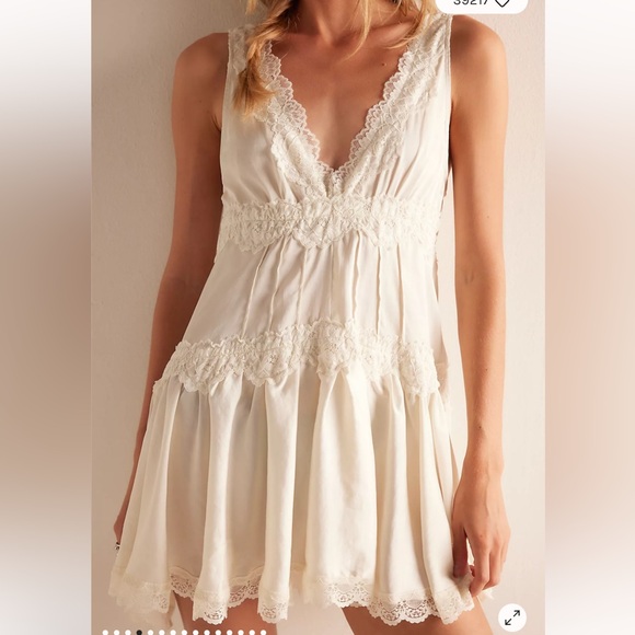 Free People Other - Free People Cream Lace-Trim Chemise